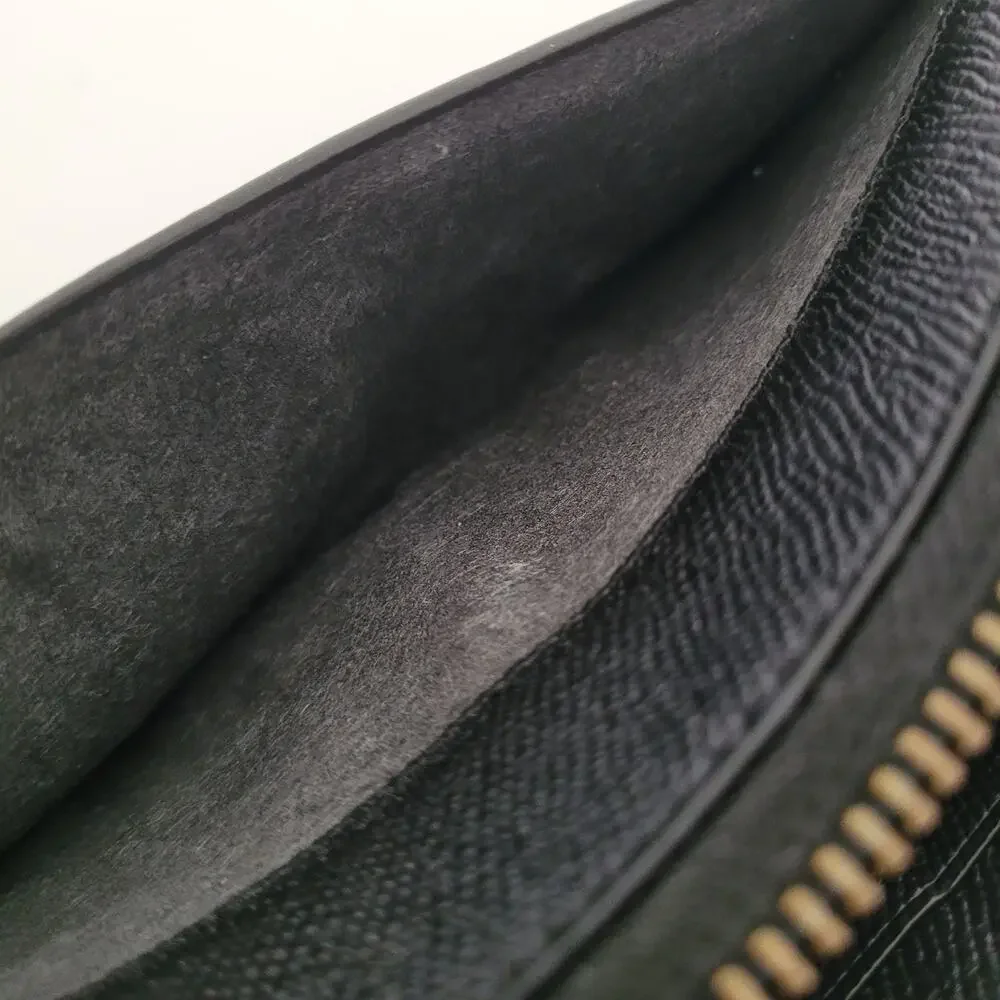 COACH New York Crossgrain‎ Leather Zip Around Wallet Clutch Black Long